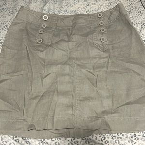 Gray Double Button Flat Front Skirt